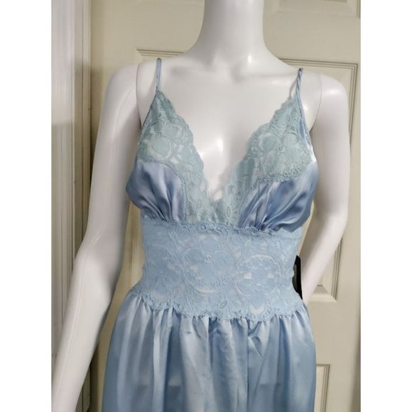 NWT Vintage Jennifer Moore Lace Trim Long Gown Satin M - Picture 6 of 8